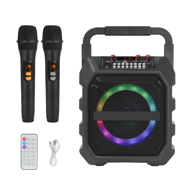 Portable Karaoke System: Black 25W 6.5-Inch Subwoofer, BT 5.0 Connectivity, 2 Wireless Microphones - Dynamic RGB Music-Sync Lights, 6-10 Hour Battery for Outdoor Events Home Gatherings - Image 1