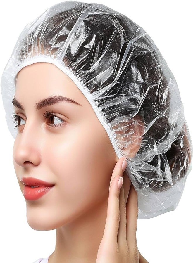 IE Shower Cap, Transparent Flexible Large Size SHOWER cap,Bathing cap,Waterproof cap, Plastic Cap (Pack of 100 Caps) - Image 1