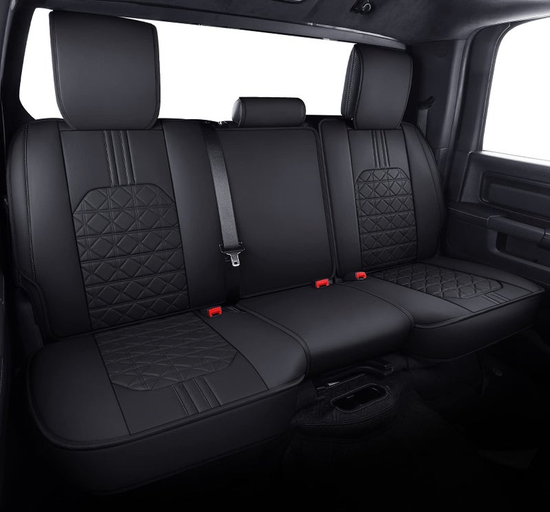 YIERTAI Rear Seat Covers for RAM 2009-2023 2024 2025 2026 1500HD 2010-2026 2500 3500HD Pickup Crew Double Cab Quad Cab Waterproof Faux Leather Back Seat Cover(1 Rear Seat Cover/Black) - Image 1