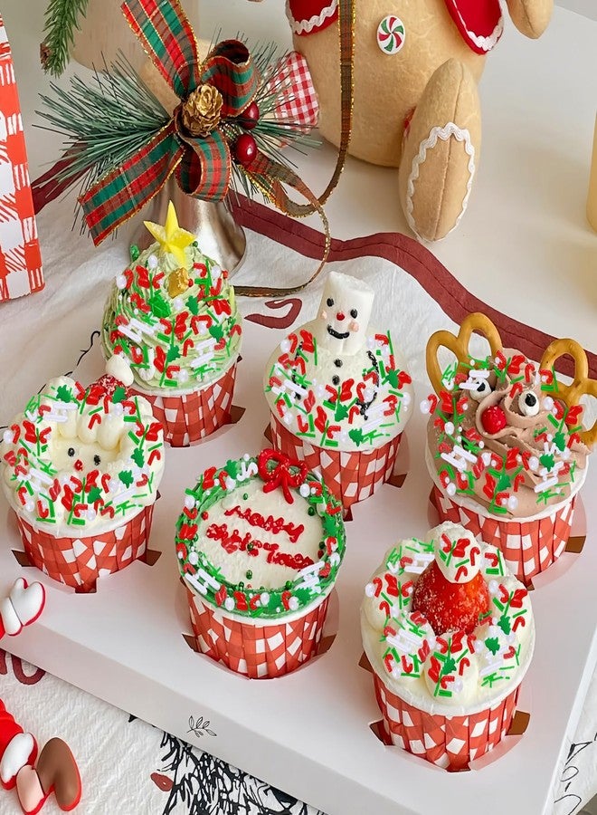 Morofme 3.5 oz Christmas Tree Sprinkles Red and Green Christmas Sprinkles White Pearl Mix Jimmies Christma Cane Sock Sprinkle Cake Topper Edible Holiday Sprinkle for Dessert Cupcake Toppers Cookie - Image 3