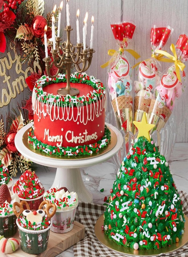 Morofme 3.5 oz Christmas Tree Sprinkles Red and Green Christmas Sprinkles White Pearl Mix Jimmies Christma Cane Sock Sprinkle Cake Topper Edible Holiday Sprinkle for Dessert Cupcake Toppers Cookie - Image 2