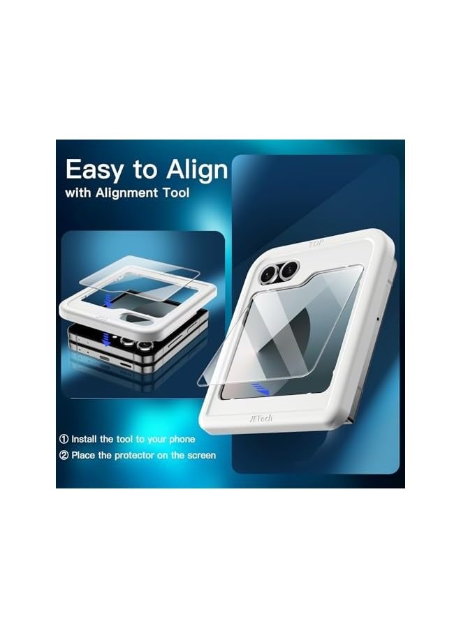 Jetech Front Screen Protector for Galaxy Z Flip 6, Tempered Glass Film with Easy Installation Tool, Case-Friendly, HD Clear, 3-Pack - Image 4