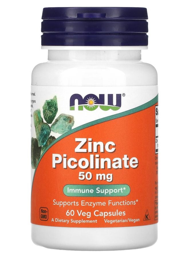 now Zinc Picolinate 50 mg 60 Veg Capsules (50 mg per Capsule)