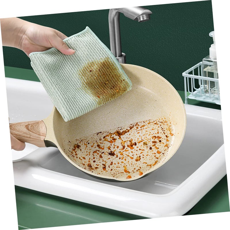 10 Pack Multi Functional Kitchen Dishcloths for Washing and Absorption Green - Image 3