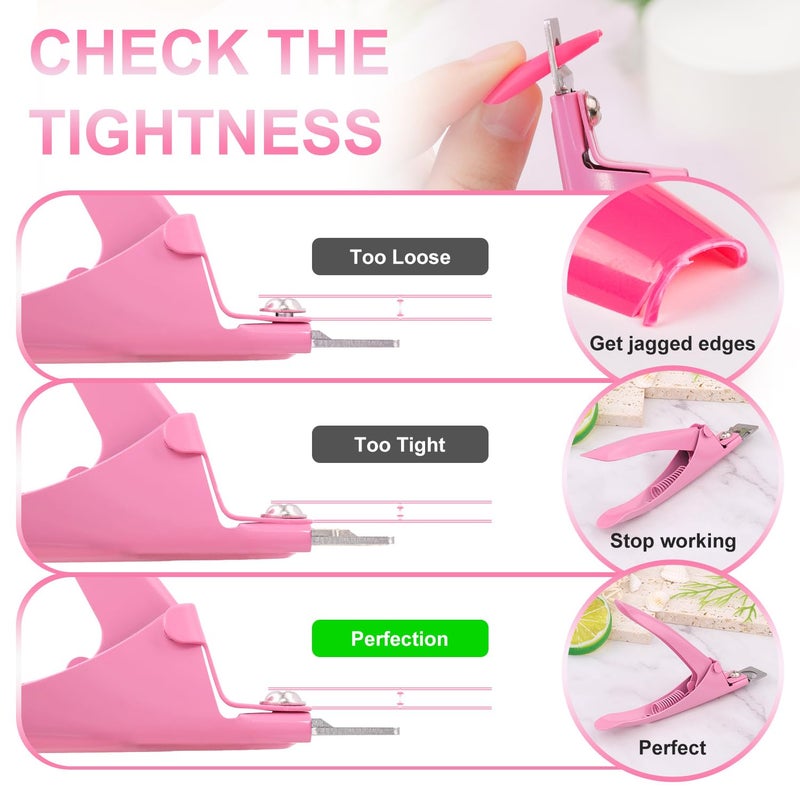 GA&EN Light Pink Premium Nail Clippers with Magnets Sizers for Acrylic Nails, Artificial Fake Nail False Nail Tip Cutter Trimmer Manicure Pedicure Sharp Blade Clip Tool For Salon Home Art Beauty - Image 5
