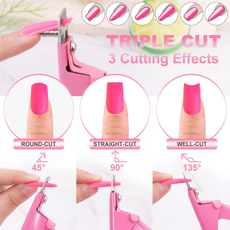 GA&EN Light Pink Premium Nail Clippers with Magnets Sizers for Acrylic Nails, Artificial Fake Nail False Nail Tip Cutter Trimmer Manicure Pedicure Sharp Blade Clip Tool For Salon Home Art Beauty - Image 4