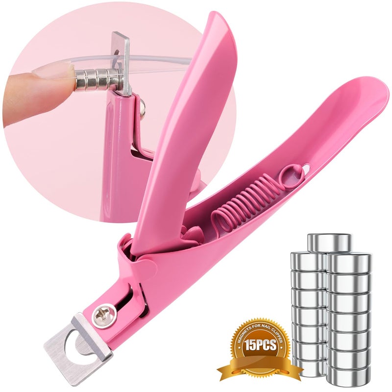 GA&EN Light Pink Premium Nail Clippers with Magnets Sizers for Acrylic Nails, Artificial Fake Nail False Nail Tip Cutter Trimmer Manicure Pedicure Sharp Blade Clip Tool For Salon Home Art Beauty - Image 1