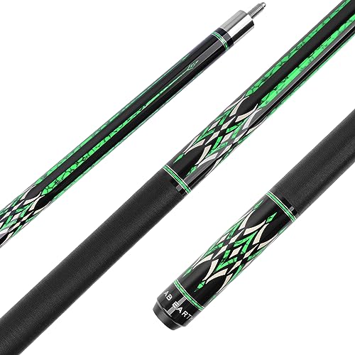 AB Earth 58 Pool Cue Stick Canadian Maple 13mm Tip Billiard Cue with Irish Linen Wrap 20oz Green - Image 1