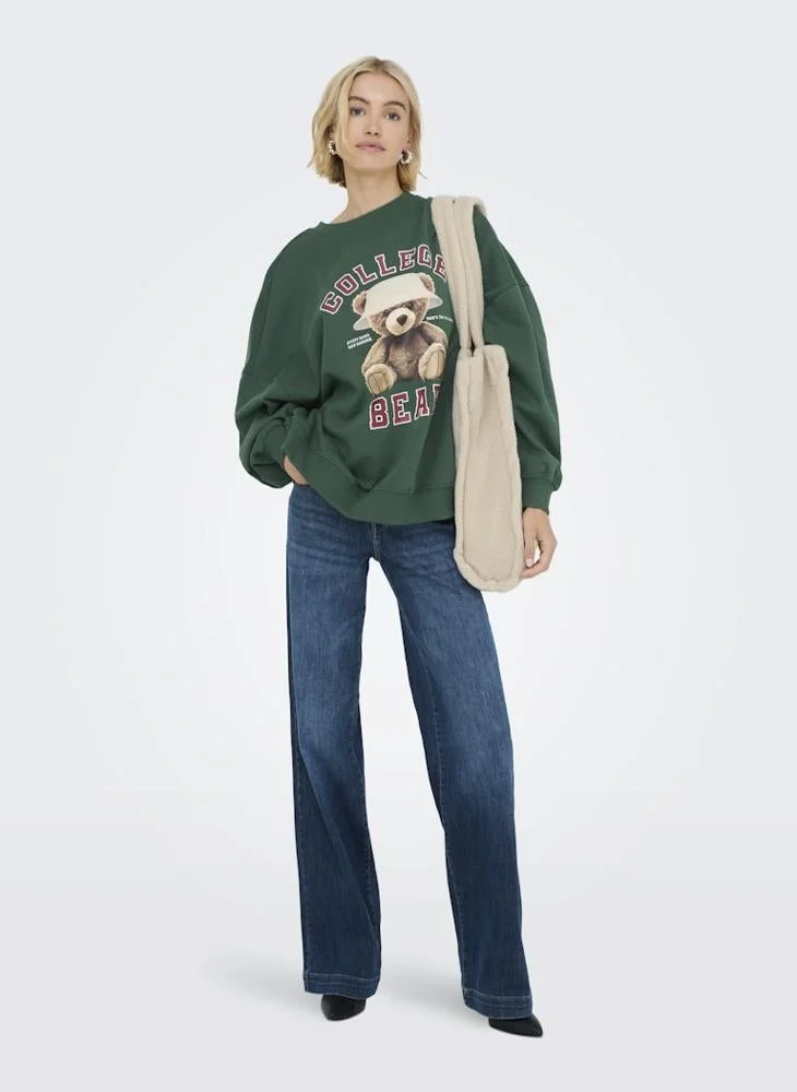 ONLY  ONLBILA Long sleeve BEAR crew NECK Sweatshirt for Women | Best Price UAE