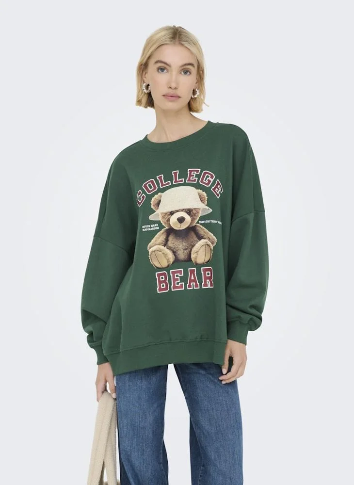 ONLY  ONLBILA Long sleeve BEAR crew NECK Sweatshirt for Women | Best Price UAE