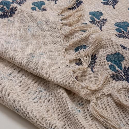 DMAASA Handmade Cotton Hand Block Floral Print Throw Blanket for Sofa Couch & Sofa, Car, 50x60 Inches (Multi-Color_07)-350 TC - Image 5