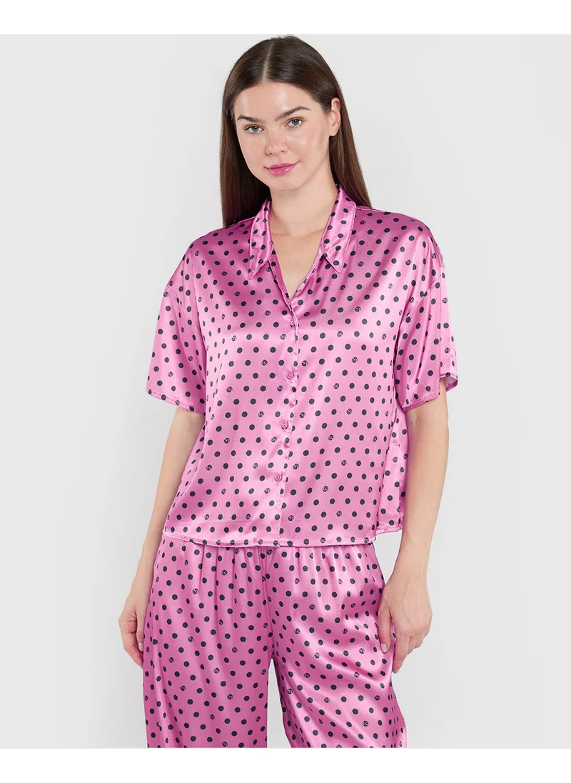 La Senza La Senza Sleep Unlined Printed Satin Button Down Top