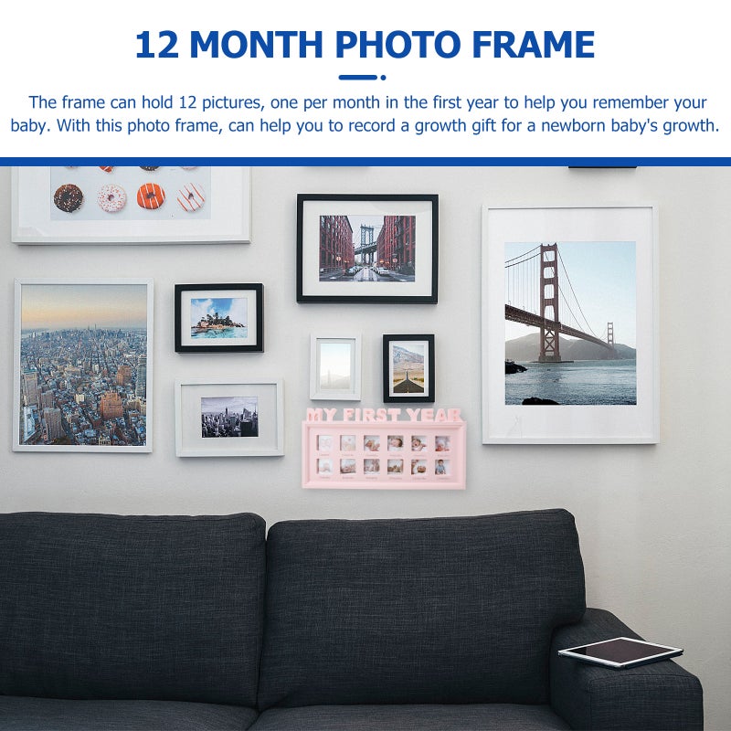 Baby First Year Picture Frame 12 Month Milestone Photo Frame Baby Shower - Image 4