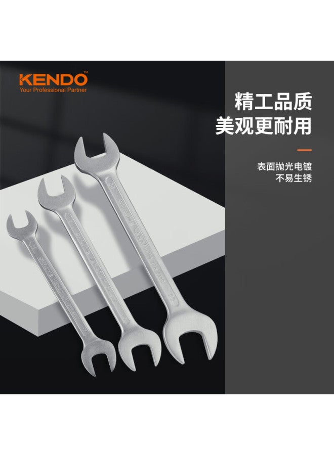 Kendo Double-ended Open-end And Box-end Wrench Set, Automotive Repair Tools, 8-piece Set - Image 1