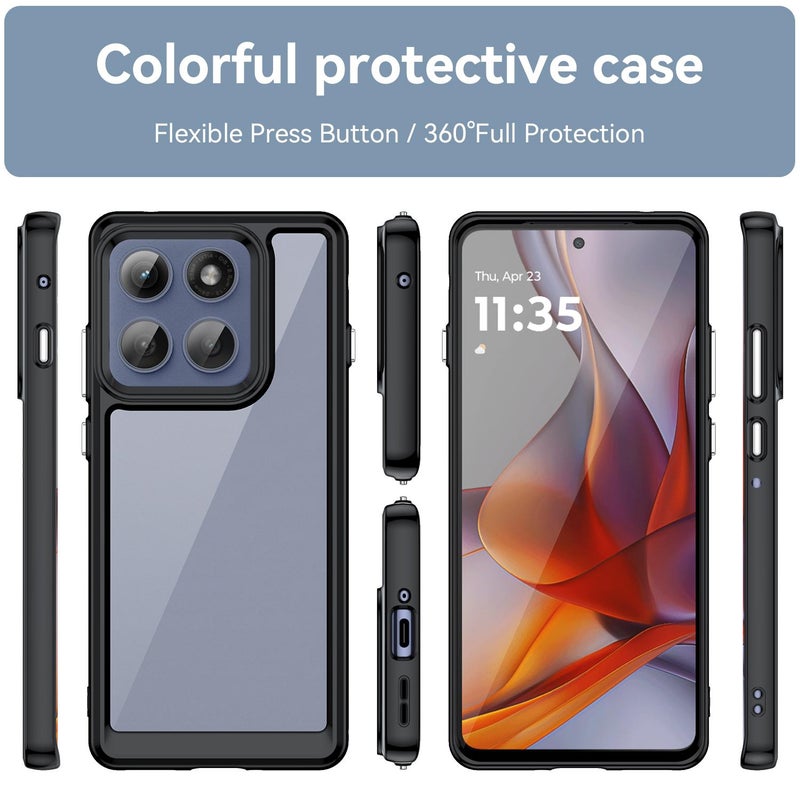 erorex For Motorola Edge 60 Pro Colorful Series Acrylic Hybrid TPU Phone Case(Black) - Image 2