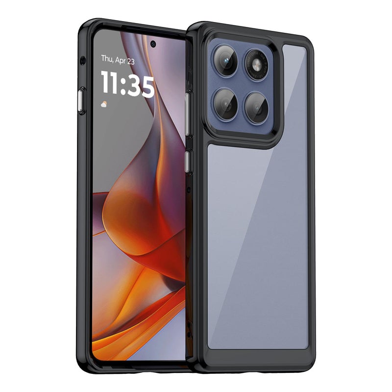 erorex For Motorola Edge 60 Pro Colorful Series Acrylic Hybrid TPU Phone Case(Black) - Image 1