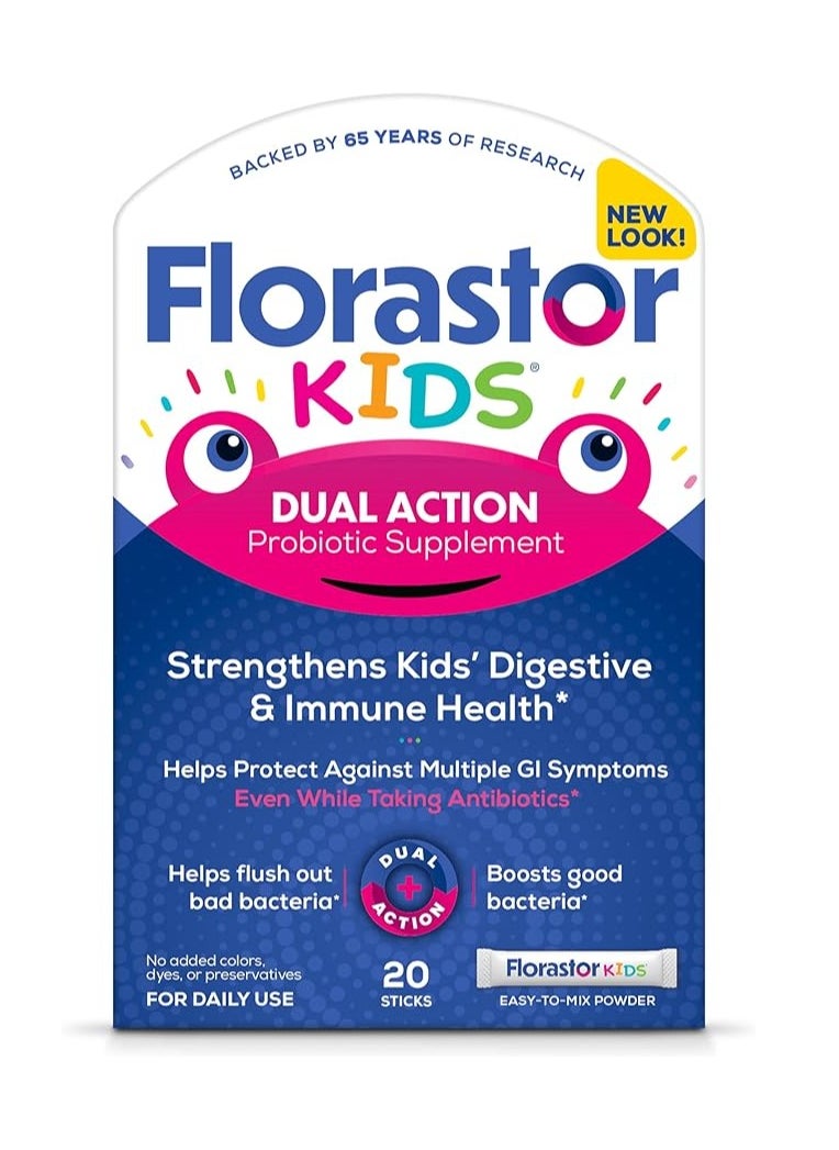 Florastor - kids Dual Action Probiotic Supplement Digestive and Immune Health 20 sticks - Image 1