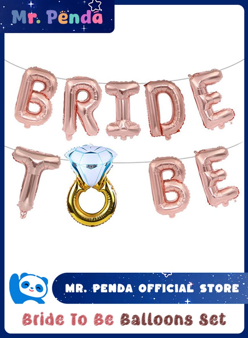 Mr. Penda 9 Pack Bride to Be Decorative Banner, Handwriting Letter Celebration Balloon, Romantic Wedding Bridal Shower, Anniversary Engagement Party Decoration (Rose Gold) - Image 1