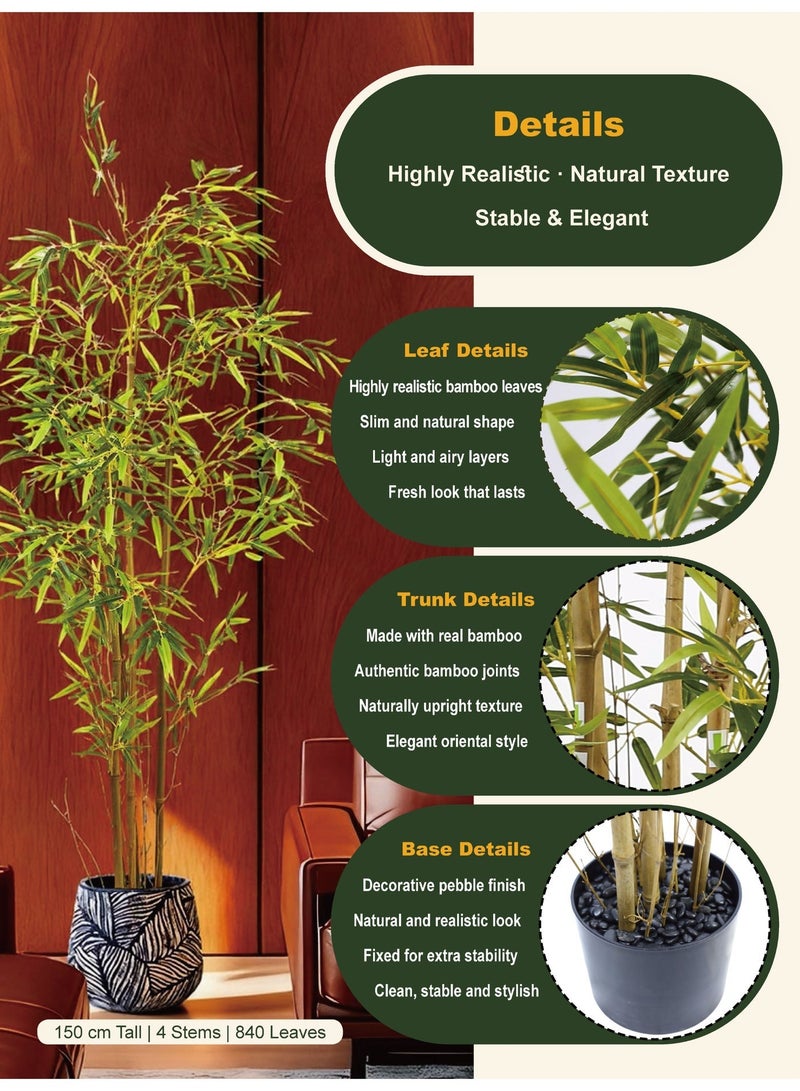 High-Quality Artificial Bamboo Tree (150cm) with Decorative Cement Planter – Balanced Space and Natural Presence - Image 5