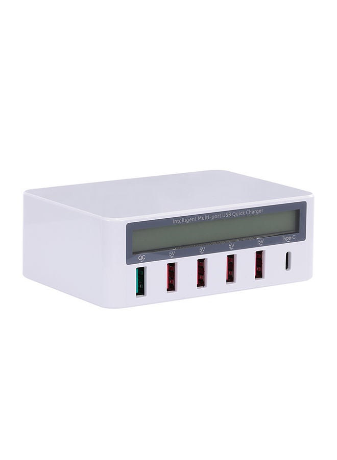 موزع نقل وشحن سريع مزود بشاشة LCD و6 منافذ USB أبيض - Image 2