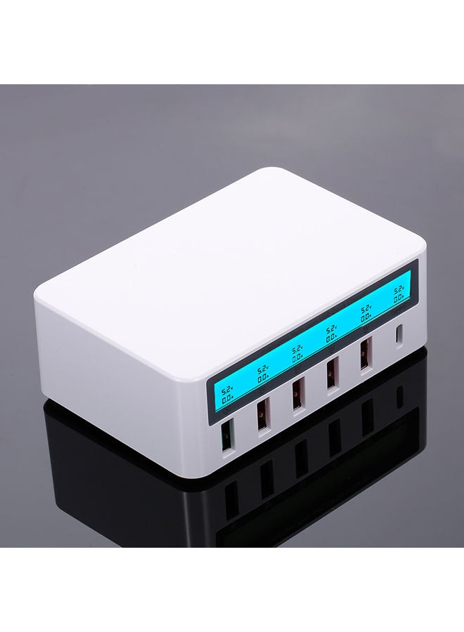 موزع نقل وشحن سريع مزود بشاشة LCD و6 منافذ USB أبيض - Image 3