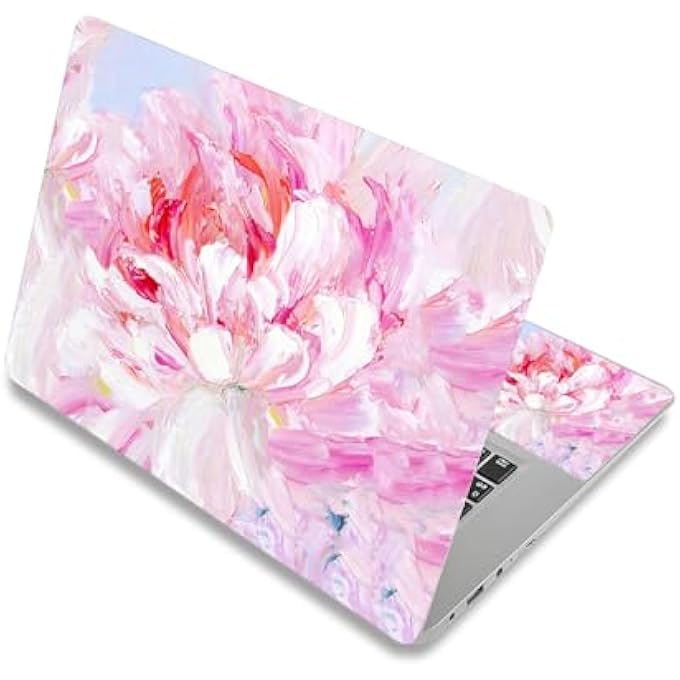 LAPTOP SKIN STICKER DECAL,13" 13.3" 14" 15" 15.4" 15.6 INCH LAPTOP VINYL SKIN STICKER COVER ART PROTECTOR NOTEBOOK PC (FREE 2 WRIST PAD INCLUDED), DECORATIVE WATERPROOF REMOVABLE (PINK OIL PAINTING)