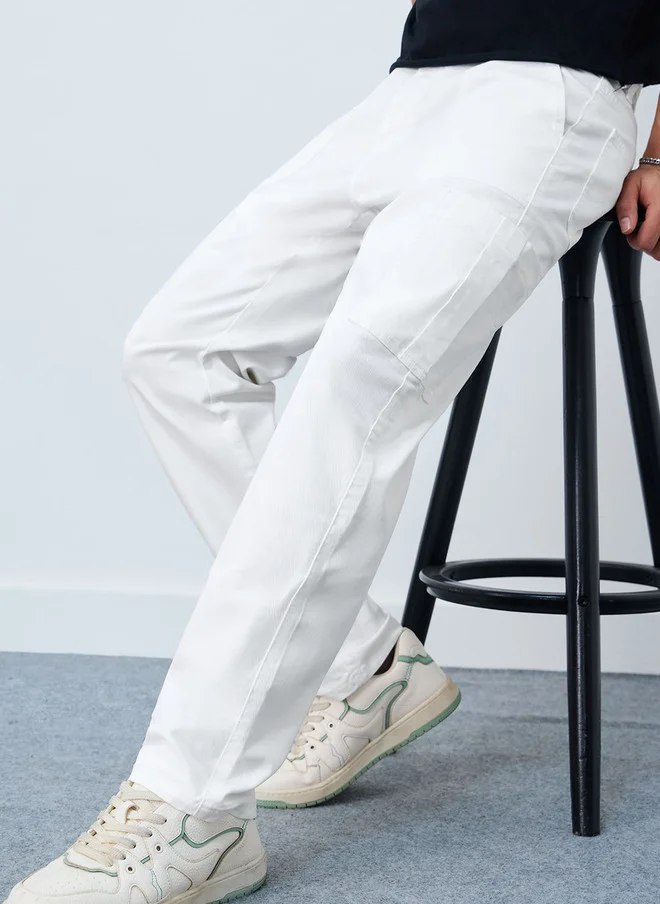 The Souled Store The Souled Store Men Solid White Straight Fit Cargo Jeans