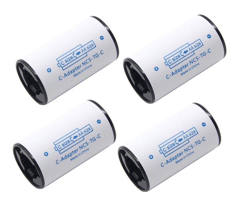 LAMPVPATH (Pack of 4) C Battery Adapter, AA to C Battery Adapter Converter Spacer, C Size Battery Adapter - Image 1