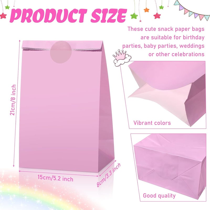 Zhehao 120 Pcs Pastel Gift Bags Candy Paper Bags with Stickers 51 x 32 x 95 Inch Party Favor Pastel Goodie Treat Sweet Craft Treat for Birthday Wedding Anniversary Supply - Image 2