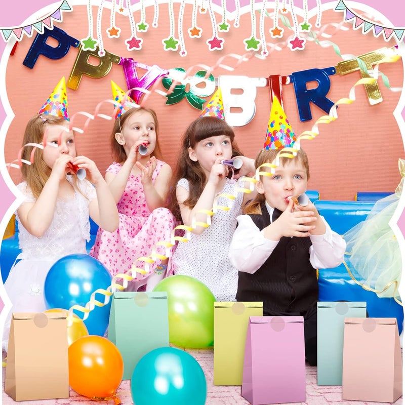 Zhehao 120 Pcs Pastel Gift Bags Candy Paper Bags with Stickers 51 x 32 x 95 Inch Party Favor Pastel Goodie Treat Sweet Craft Treat for Birthday Wedding Anniversary Supply - Image 5