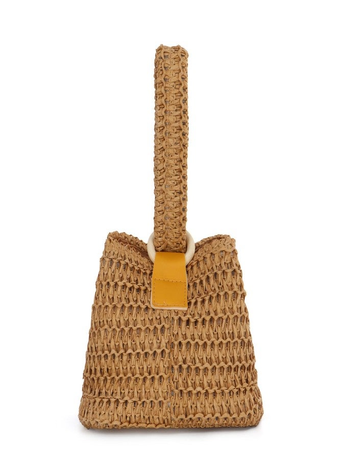 KUANG! Women's Straw Clutch Handbag Loop Knot Purse Bucket Handbag Wristlet Small Tote Chain Bag 2025 Summer Beach Woven Bag - Image 1
