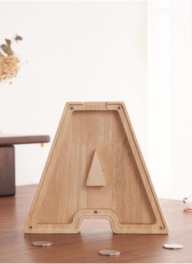 Haidue Wooden Letter A Children's Money Bank Personalized Letter Coin Bank Money Box Money Savings Box The Best Gift For a Child Home Decor Decorations  - Image 3