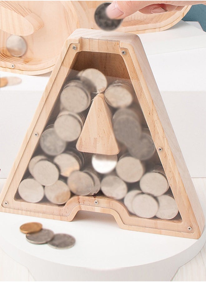 Haidue Wooden Letter A Children's Money Bank Personalized Letter Coin Bank Money Box Money Savings Box The Best Gift For a Child Home Decor Decorations  - Image 2