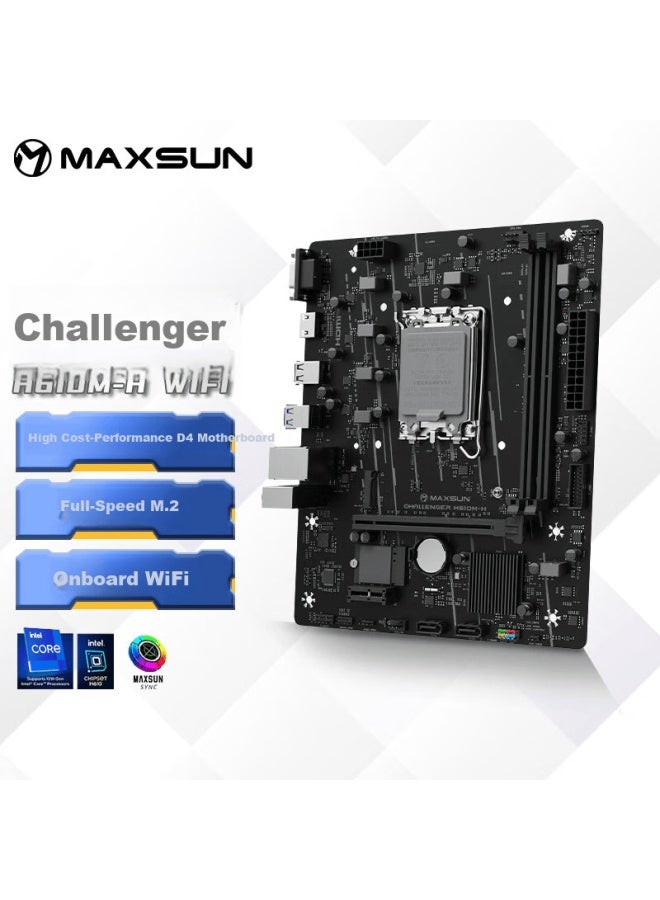 Maxsun Ms-challenger H610m-h Wifi Gaming Motherboard Support 12490f/13490f/13100 - Image 1