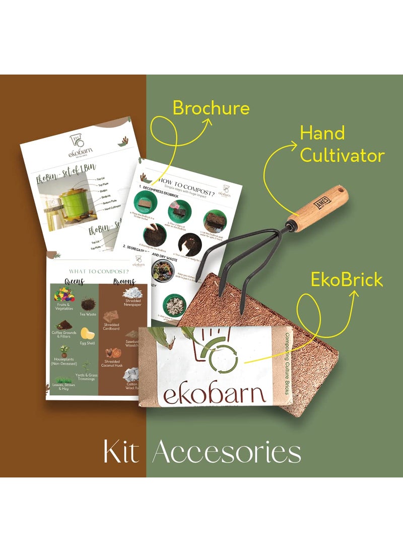 Ekobarn Ekobarn Ekobin 22L No Smell No Insect Indoor Compost Bin Kit for Converting All Kinds of Kitchen Food Waste into Fertilizer  - Image 3