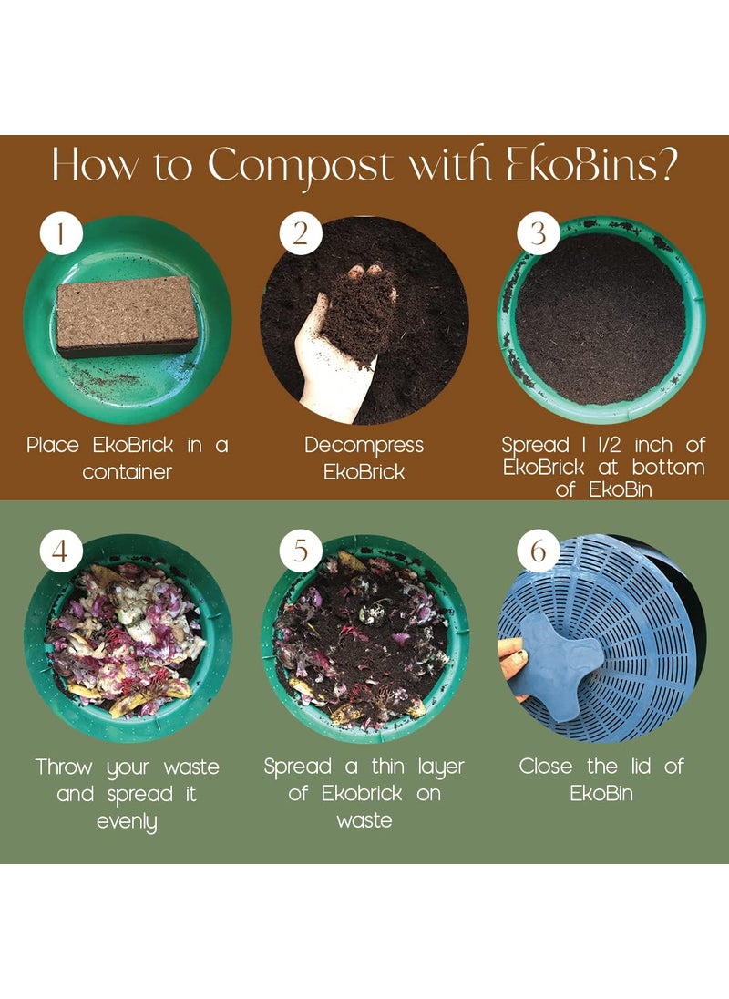 Ekobarn Ekobarn Ekobin 22L No Smell No Insect Indoor Compost Bin Kit for Converting All Kinds of Kitchen Food Waste into Fertilizer  - Image 5