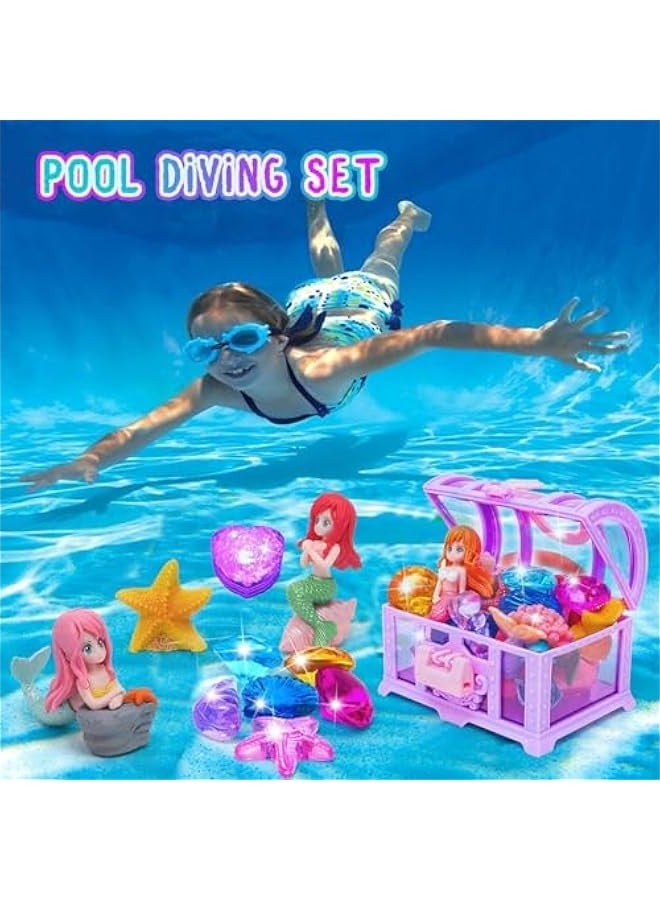 DURKU Kids' Summer Fun Diving Gem Pool Toys Set with Storage Box - Swim Games, Sinking Underwater Dive Gifts: Mermaid Toys, Gems Included! - Image 3