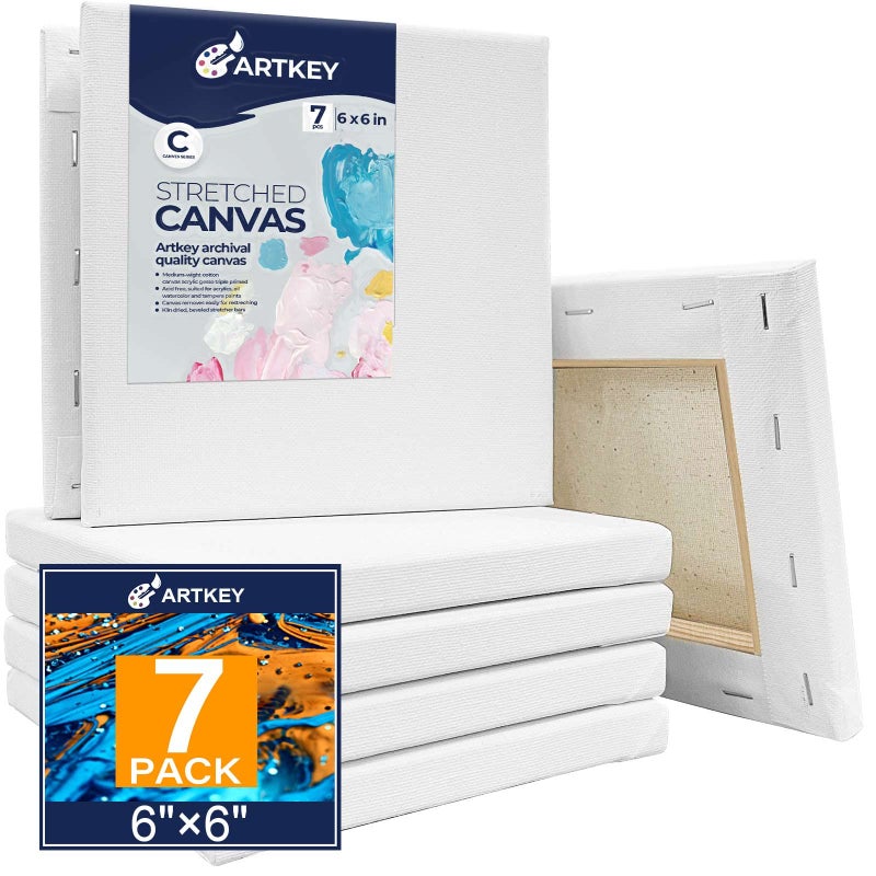 Stretched Canvases for Painting 6x6 Inch 7Pack 10 oz Triple Primed AcidFree 100 Cotton Blank Canvas Square Canvas for Oil Paint Acrylics Pouring  Wet Art Media Pour Painting