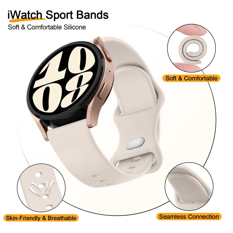Mugust Watch Band, 20mm Soft Silicone Replacement Strap for Garmin Vivoactive 5/3/3 Music, Venu, Vivomove HR/Style/Luxe, Forerunner 645/245, Starlight - Image 5