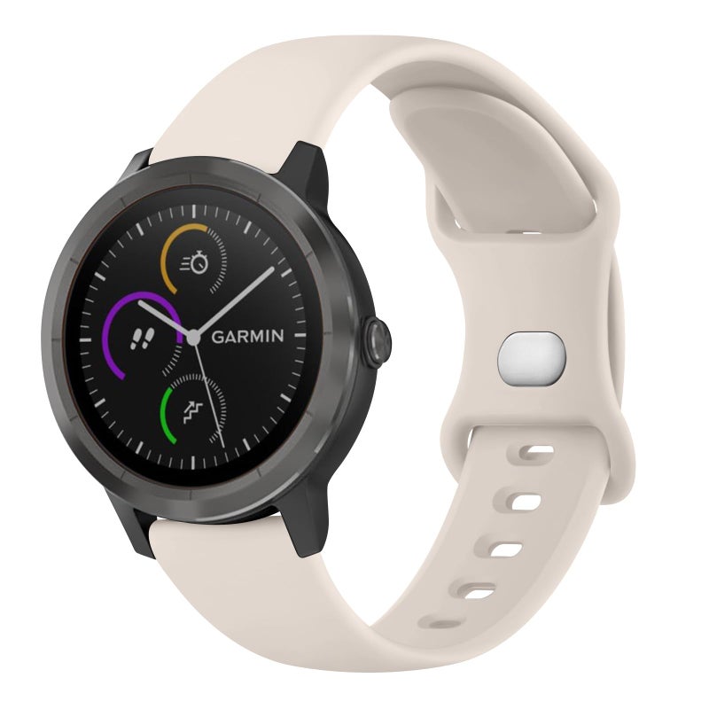 Mugust Watch Band, 20mm Soft Silicone Replacement Strap for Garmin Vivoactive 5/3/3 Music, Venu, Vivomove HR/Style/Luxe, Forerunner 645/245, Starlight - Image 1