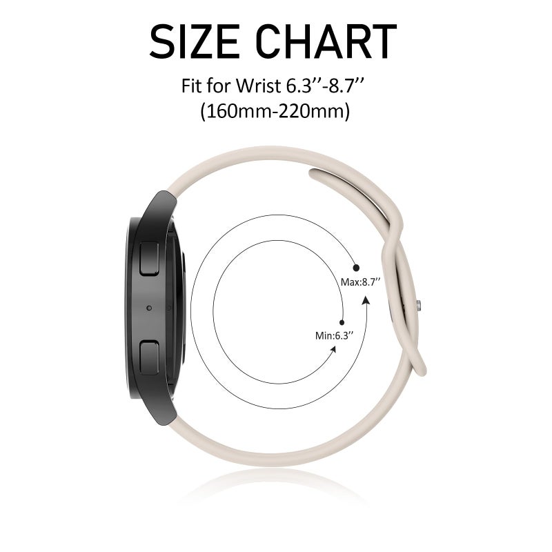 Mugust Watch Band, 20mm Soft Silicone Replacement Strap for Garmin Vivoactive 5/3/3 Music, Venu, Vivomove HR/Style/Luxe, Forerunner 645/245, Starlight - Image 3