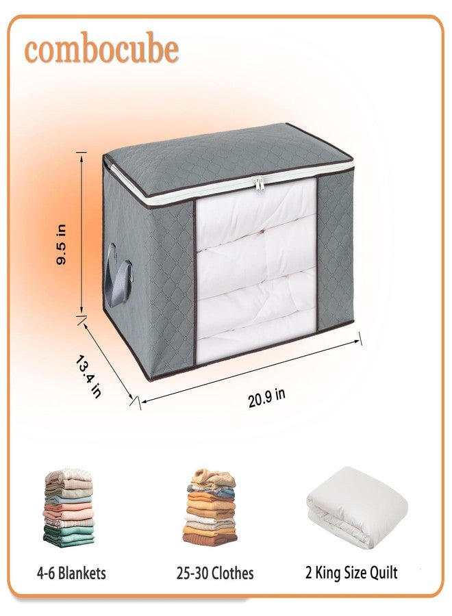 combocube 6 Pack Closet Organizers and Storage Containers, Clothes Storage Bins, Storage Bags with Large Clear Window & Handles for Comforter, Pillow, Quilt, Bedding, Clothes - Image 2