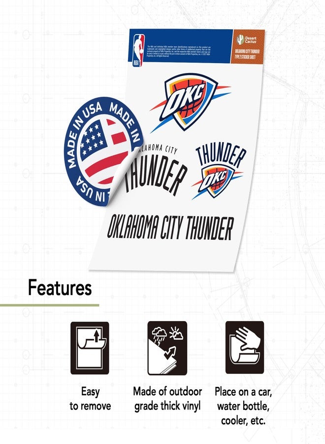 Desert Cactus Oklahoma City Thunder OKC NBA Officially Licensed Sticker Vinyl Decal Laptop Water Bottle Car Scrapbook (Type 2) - Image 4