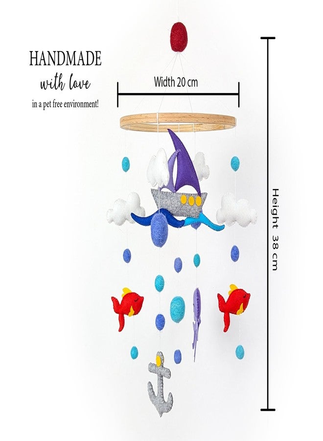AGD Handmade Ocean Boat Cot Mobile for Babies, Nautical Beach Themed Nursery Decor, Baby Mobile Hanging from Crib, Kids Bedroom Decoration Item, Sailboat Fish Octopus Anchor - Image 4