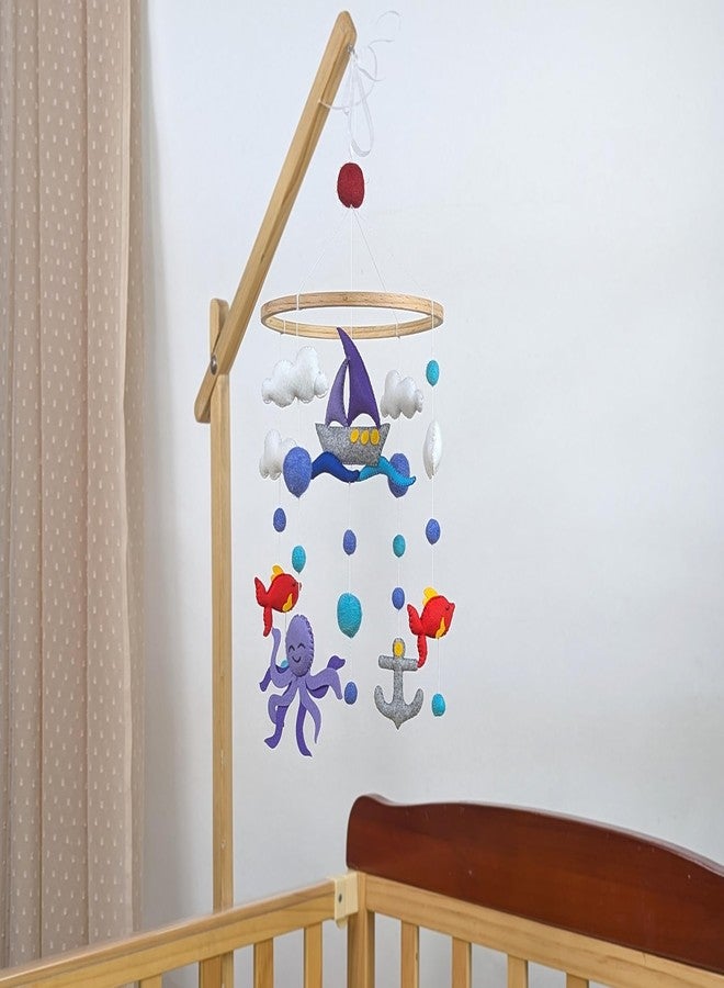 AGD Handmade Ocean Boat Cot Mobile for Babies, Nautical Beach Themed Nursery Decor, Baby Mobile Hanging from Crib, Kids Bedroom Decoration Item, Sailboat Fish Octopus Anchor - Image 1