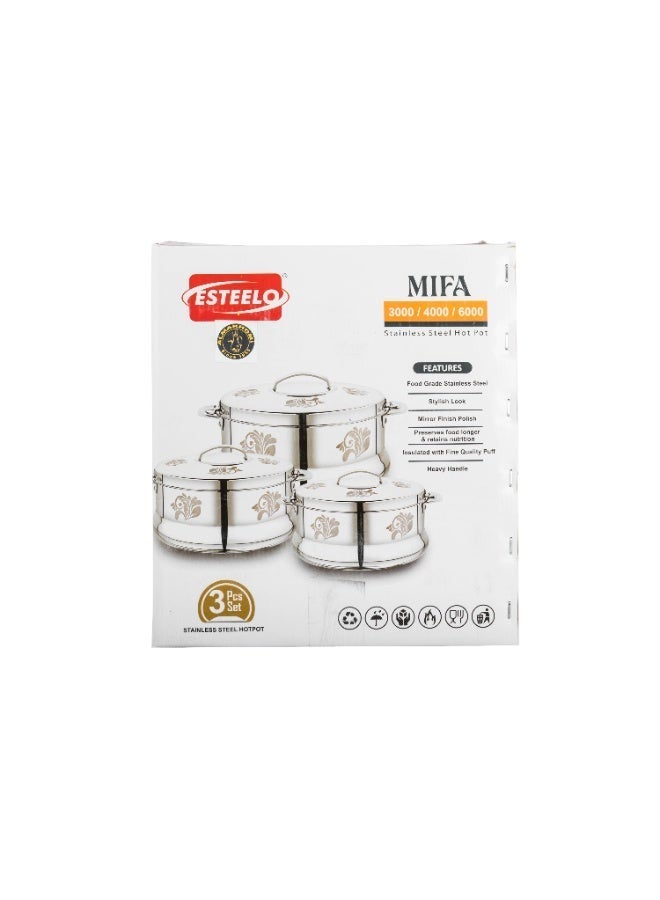 Esteelo Luxury Stainless Steel Food Container Set ✨ 3 Pieces (3L – 4L – 6L) | Elegant Laser Engraving 🥘 - Image 5