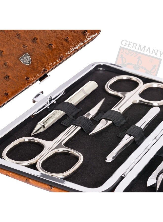 3 Swords Germany brand quality 7 piece manicure pedicure grooming kit set for professional finger & toe nail care scissors clipper fashion leather case in gift box, Made by 3 Swords Germany (6301) - Image 3