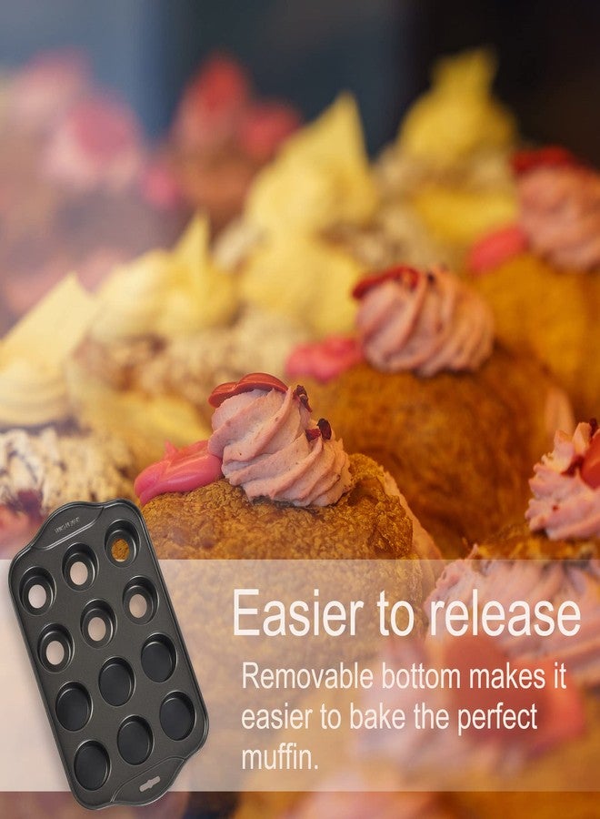Kazozobi 2 Pack Mini Muffin Cheesecake Pan with Removable Bottom, 12 Cavity Nonstick Cupcake Pan Set - Image 4