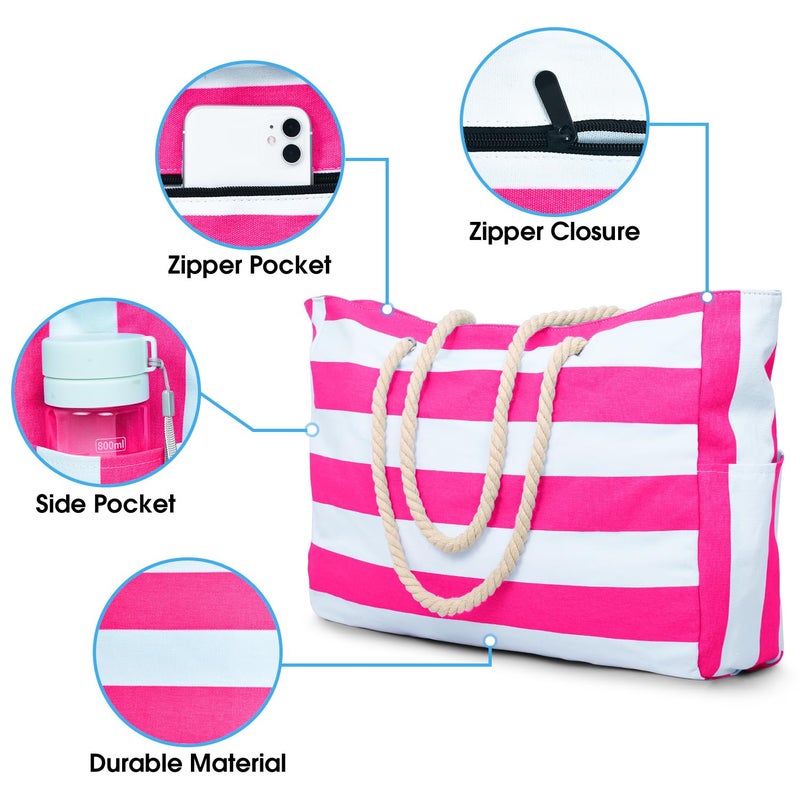 Becokan Beach Bags for Women Large Waterproof Beach Tote Bag Zipper Beach Bags Waterproof Sandproof Swim Pool Bag Large Tote - Image 4