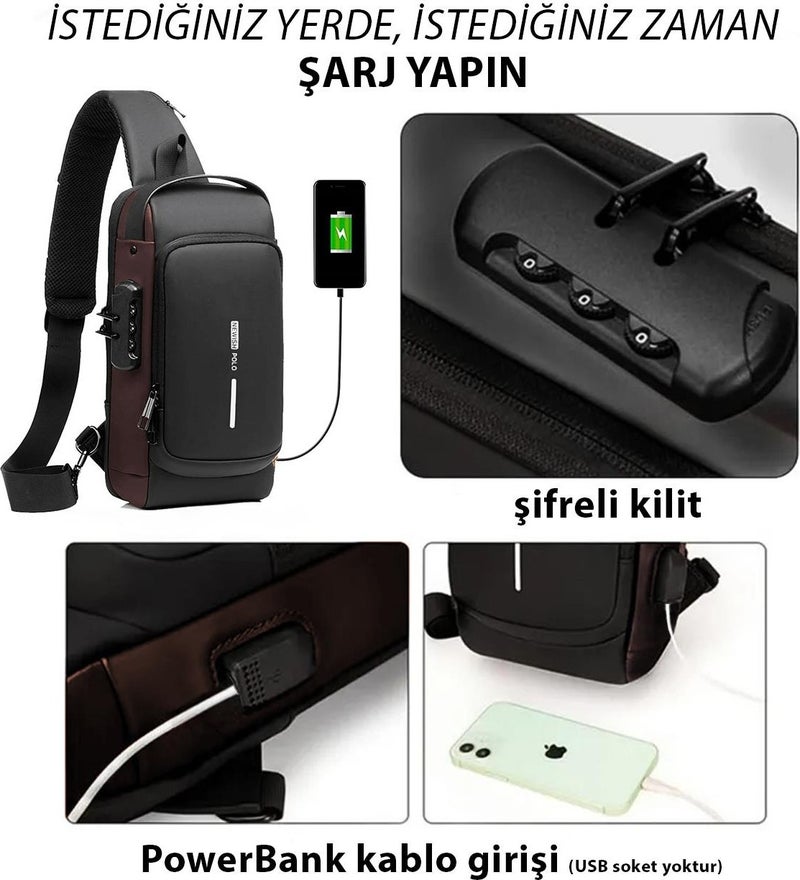 Newish Polo Newishpolo Black - Brown Unisex Vegan Leather Adjustable Crossbody Chest Shoulder and Waist Mini Backpack newpolo222  - Image 3